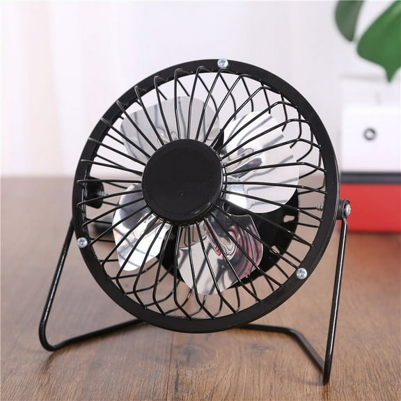 Topboutique 4-inch mini metal fan USB Desk Fan Small Personal Air Circulator Fan Portable Electric Table Desktop Fan Rechargeable Travel Fans for Camping Office Room Outdoor Black