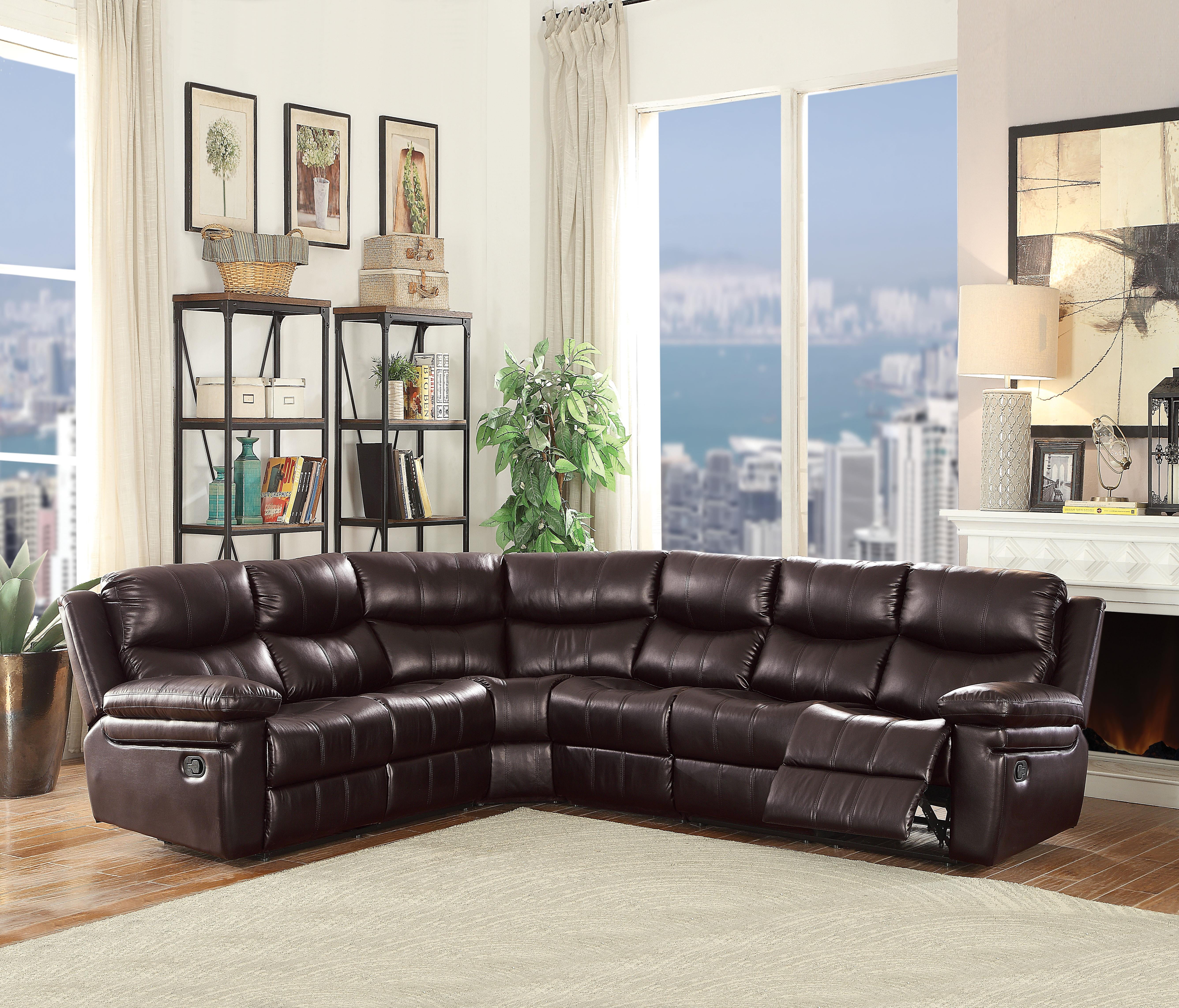 Acme Lavinia Sectional Sofa (Motion), Espresso LeatherAire (1Set/4Ctn