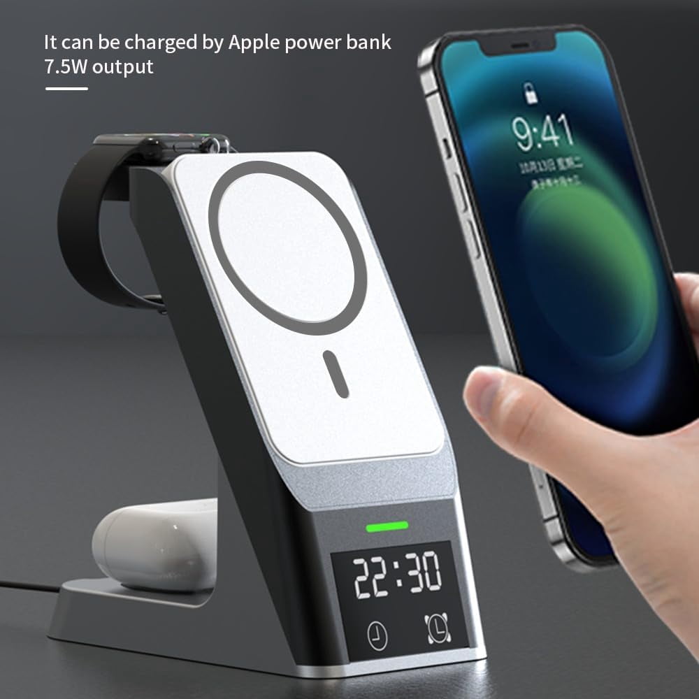 3-in-1 Magnetic Wireless Charging Station – Fast Charger Stand for iPhone 15/14/13/12 Series, Apple Watch & AirPods Pack of 2