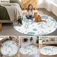 thumbnail image 5 of Teal Coastal Round Rugs for Living Room 6ft Starfish Coral Shell Summer Ocean Beach Non Slip Circle Rug Washable Low-Profile Indoor Carpet for Bedroom, Dining Room, Bathroom, 5 of 9