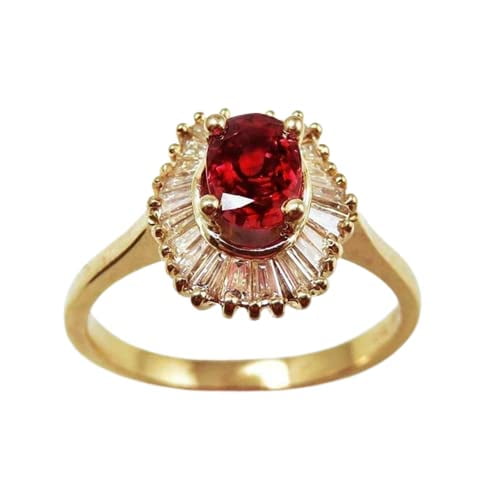 HeartsAndYou 2.3ct Natural Ruby & Diamond Halo Ballerina Cocktail Ring 14k SOLID Yellow Gold