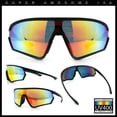 thumbnail image 2 of Mens Classic Oversized Shield Color Mirror Wrap Around Sport Plastic Sunglasses Matte Black - Rainbow Mirror, 2 of 8