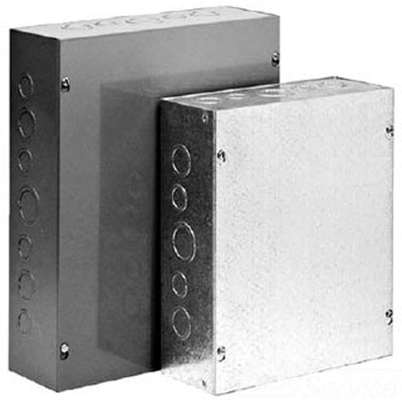 Hoffman Pull Box Screw Cover with Knockouts, Steel, 16.00"x12.00"x6.00", Gray