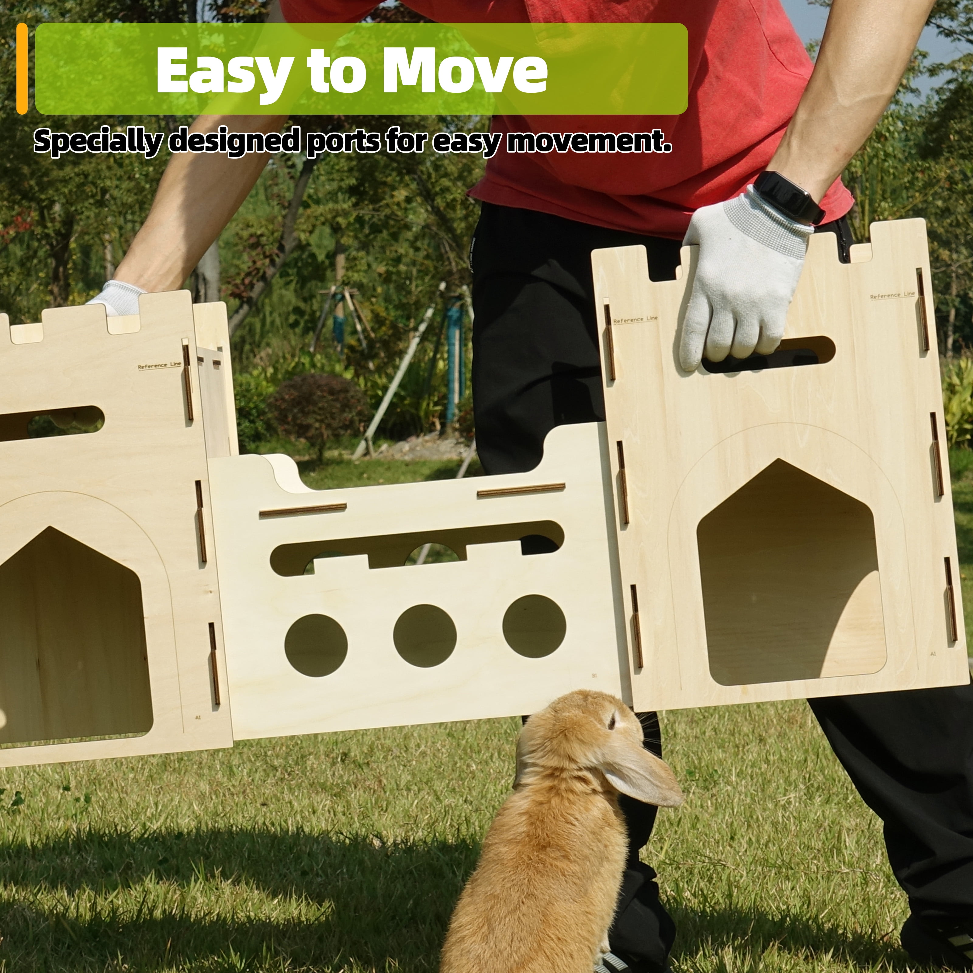HIIMALEX Extra Large Wooden Bunny Castle House Multistory Climbing Tower Hideout Ventilated Sturdy Habitat for Rabbit Guinea Pig Chinchilla Ferret (T1 Castle)