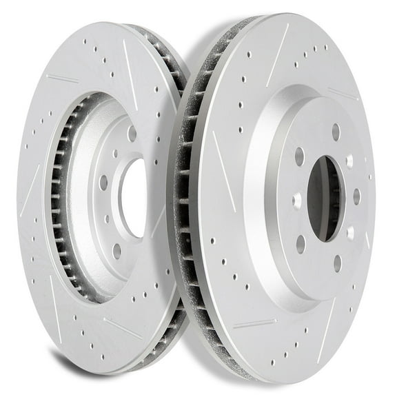 SCITOO Brakes Rotors 2pcs Front Drilled Slotted Discs Brake Rotors Brakes Kit fit 2006-2011 for Buick Lucerne,2006-2016 for Chevy Impala,2006-2007 for Chevy Monte Carlo