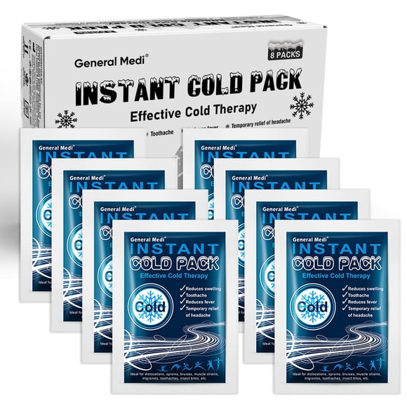 Compresa fría instantánea desechable General Medi 10 x 14 cm, paquete de 8