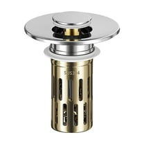 Hiroekza Sink Stopper for Bathroom Kitchen Chrome-Plated Anti-Odor Pop-Up Drain for Small US Standard Basins - Easy Install & Durable Gold