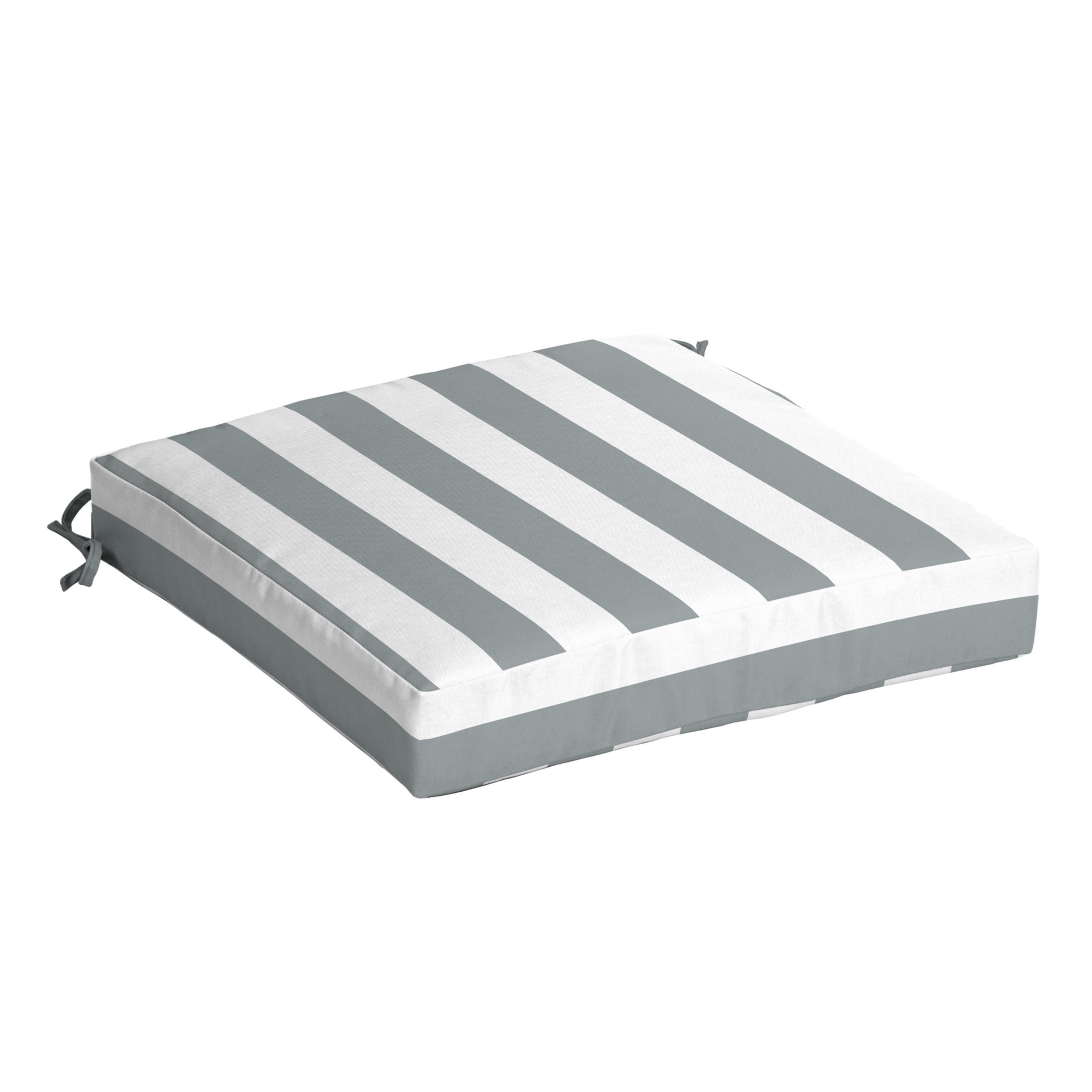 Arden Selections Outdoor Seat Cushion 21 x 21, Stone Grey Cabana Stripe