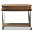 thumbnail image 2 of Baxton studio Table Console à 3 Tiroirs en Métal Fini Bois Brun et Noir, 2 of 8