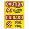thumbnail image 1 of SignMission OS-CR-A-1824-L-10194 18 x 24 in. OSHA Caution Radiation Sign - Turn Off Cell Phones Bilingual, 1 of 1