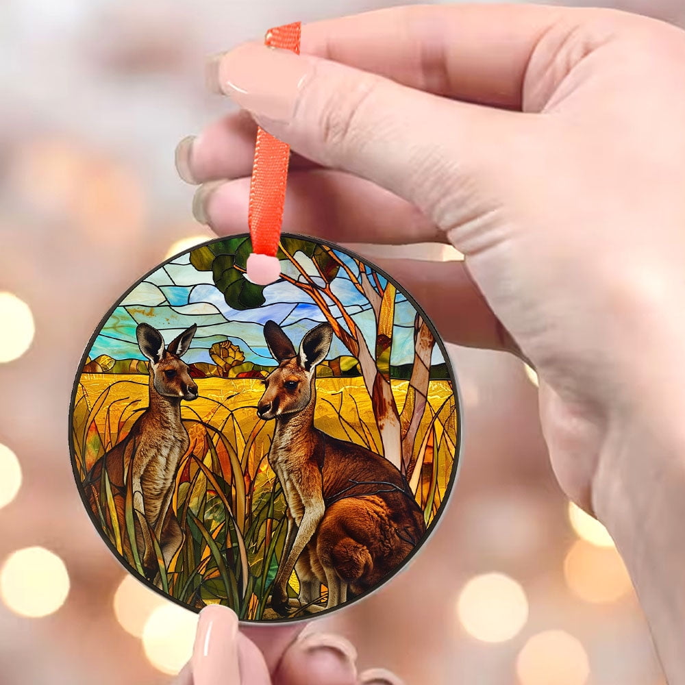 Curious Kangaroos Christmas Ornament, Ceramic/Acrylic Ornament, Mother’s Day Keepsake, Valentine’s Day Decor, Festival Gift Ornament, Collectible 2025