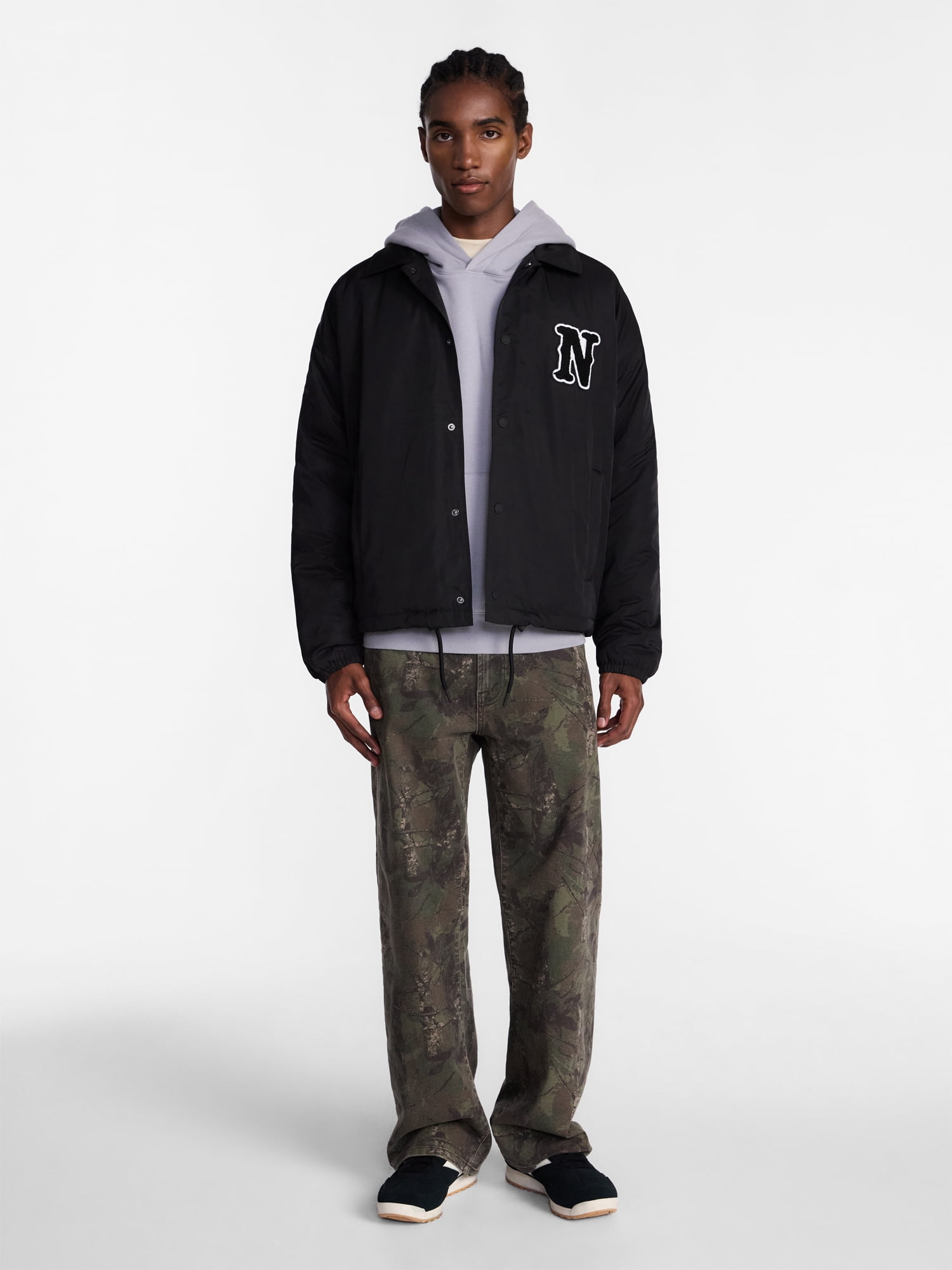 No Boundaries Coaches Jacket with Long Sleeves, Men's S-3XL