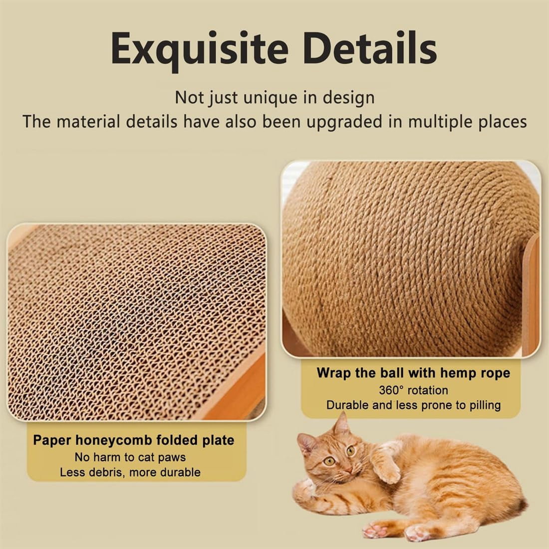 Cat Scratching Ball on Stand, Cat Scratching Post Design with Arch Bridge and Ball for Indoor Cat Kittens Interactive Pet Toys, for Feline Entertainment & Claw Car (Large)