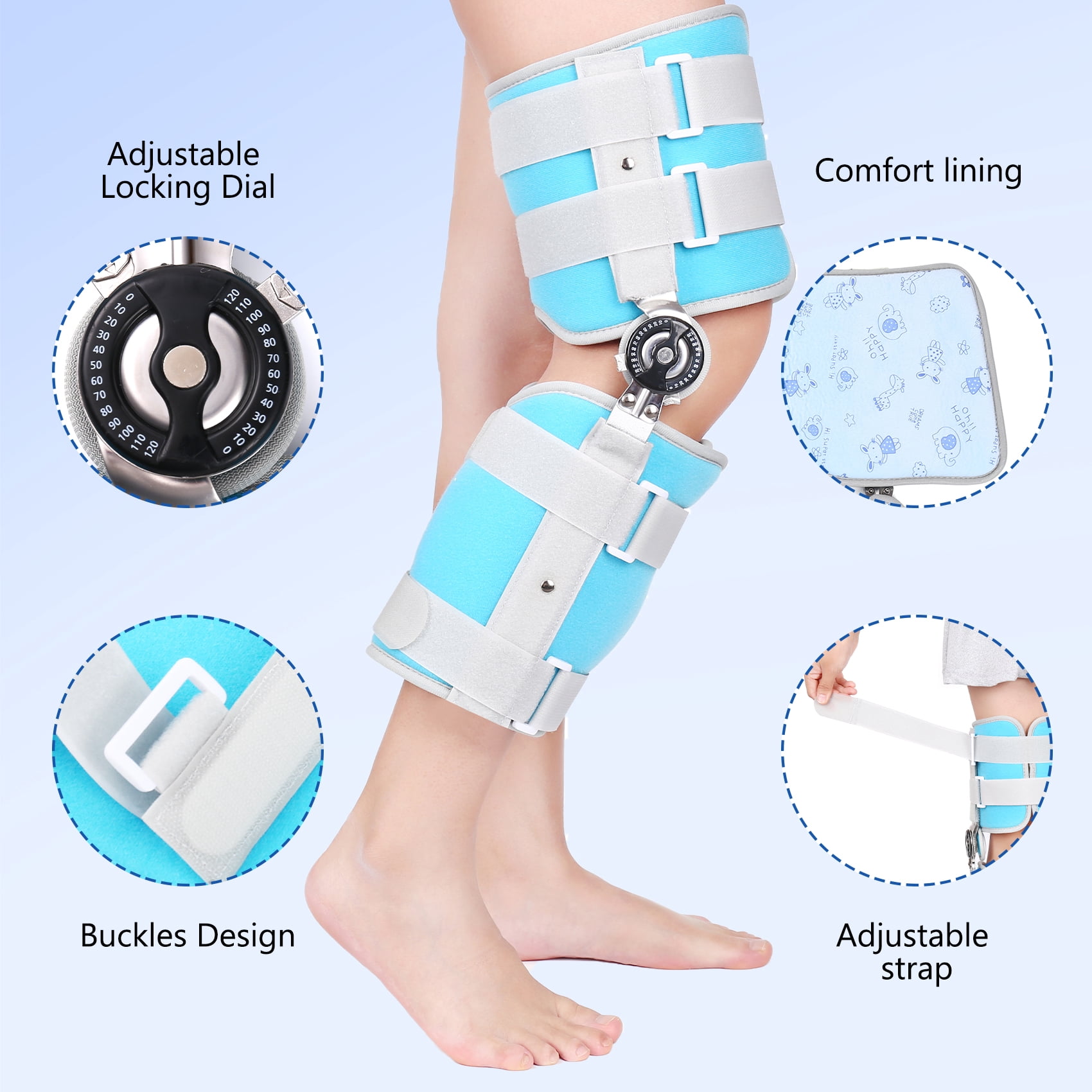 GHORTHOUD 3 Size Children Hinged Knee Brace Knee Immobilizer with Side Stabilizers for Knee Pain