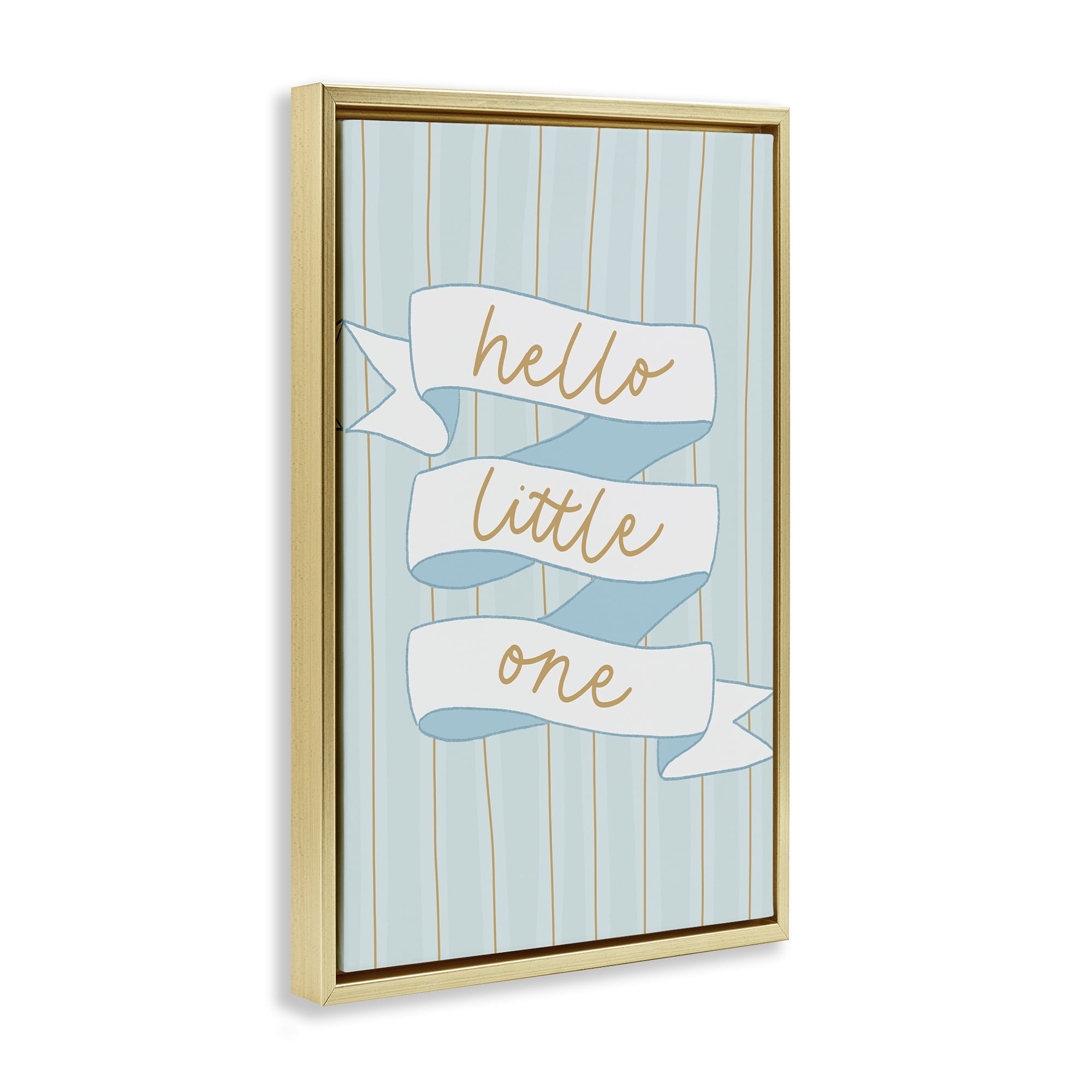 Stupell Industries Blue Hello Little One Gold Framed Floater Canvas Wall Art, design by Amanda Houston
