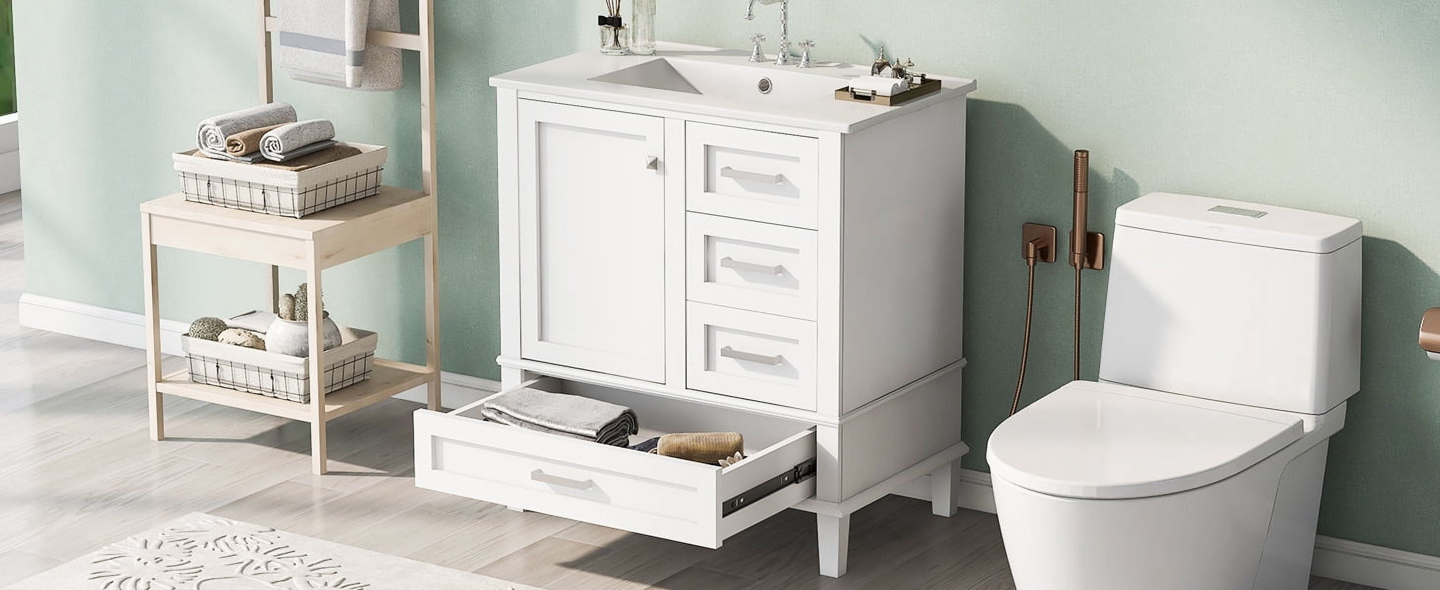 Harper & Bright Designs 30" Bathroom Vanity, Bathroom Cabinet with Sink Combo Set, Bathroom Storage Cabinet with Soft Closing Door and 3 Drawers, White