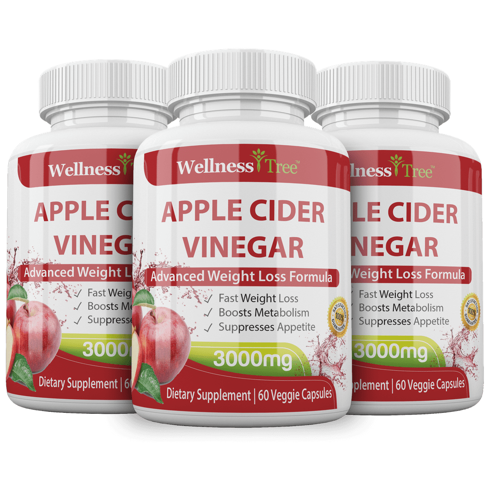 (3 Pack) Apple Cider Vinegar Capsules Extra Strength 3000mg Apple