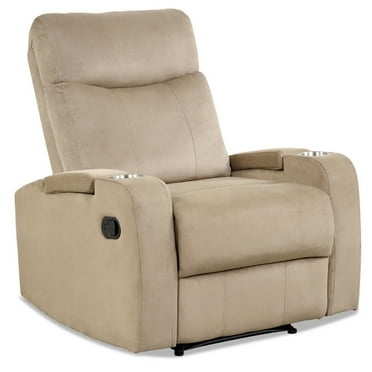 Finihen Recliner Chair, Single Sofa Lounger with Arm Storage and Cup Holder, for Living Room, Bedroom, Brown