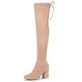 thumbnail image 1 of Unique Bargains Women's Round Toe Chunky Heel over The Knee High Boots, 1 of 6