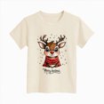 thumbnail image 4 of sdbrld Kids Xmas Shirts for Girls Christmas Short Sleeve Funny T-Shirt Tops for Holiday Party Clothes Beige Sizes 5-6 Years, 4 of 4