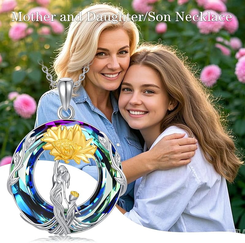 JKR Gifts for Mom 925 Sterling Silver Rose Flower Necklace Mother and 1-5 Daughters/Sons Jewelry Birthday Gifts for Women Wife Grandma