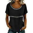 thumbnail image 5 of Delayuji Women's Linen Tshirt Crew Neck Short Sleeve Casual Tee Soft Comfy Versatile Top Summer Daily Wear, 5 of 6