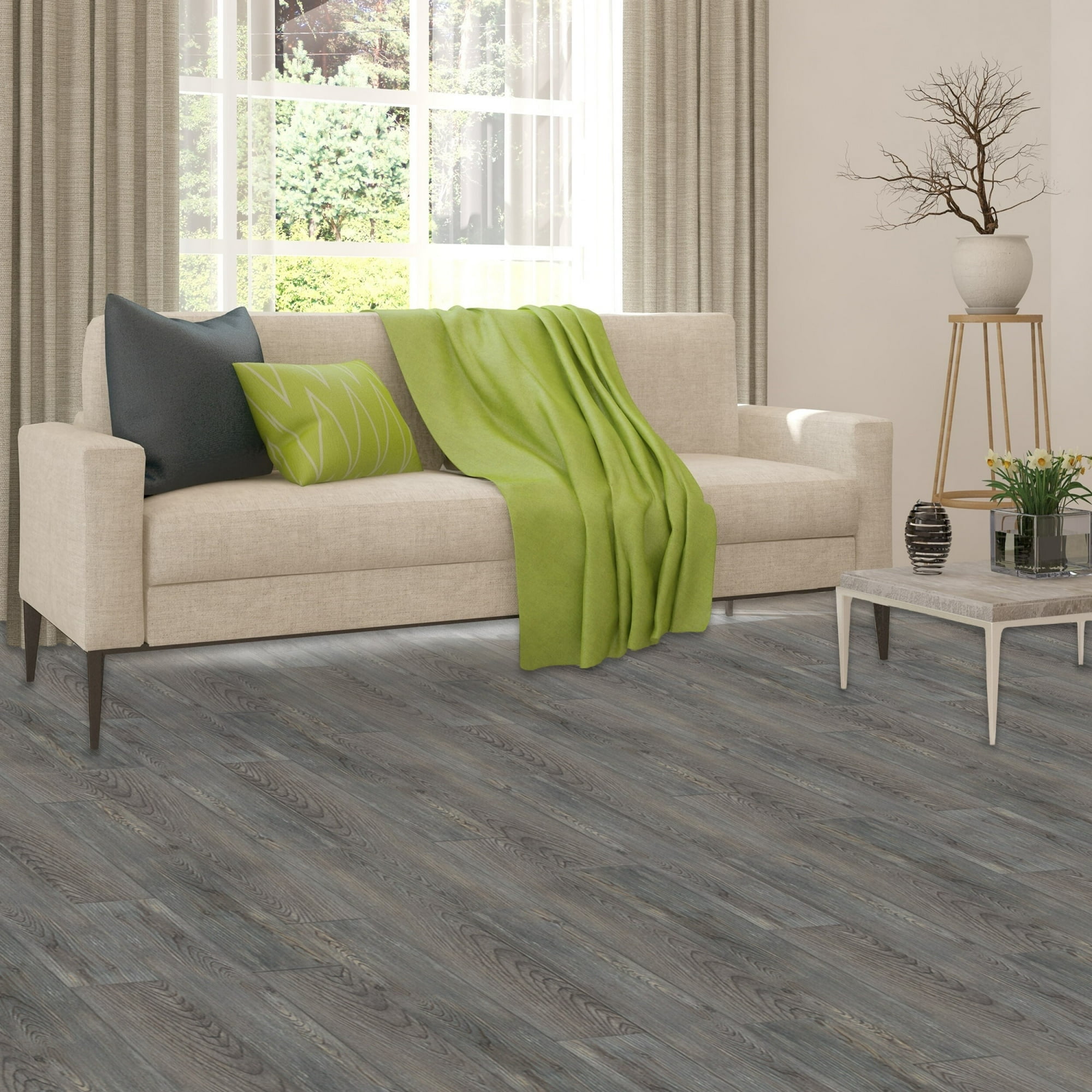 Achim Tivoli II 6"x36" 2.0mm Peel & Stick Vinyl Floor Planks 10 Planks/15 Sq. ft. Silver Spruce