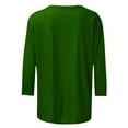 thumbnail image 4 of QUNYINEY Casual Womens Shirts Crew Neck 3/4 Sleeve Green Solid Tops Loose Drop Shoulder T-Shirts, 4 of 5