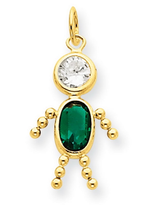 14k Yellow Gold May Boy Birthstone Charm