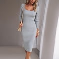 thumbnail image 1 of Vestido Vestido de manga larga para mujer Vestido de suéter ajustado con jersey de punto informal (Gris M) Kuymtek Gris T M para Mujer, 1 of 7