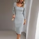 thumbnail image 4 of Vestido Vestido de manga larga para mujer Vestido de suéter ajustado con jersey de punto informal (Gris M) Ygjytge Gris T M para Mujer, 4 of 8