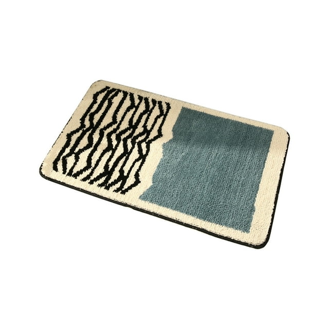 Green Absorbent Bath Mat For Bathroom Door Non Slip Entry Mat Kitchen Living Room Floor Rug Green 16X24 Inches Geometric Design Polyester Fiber