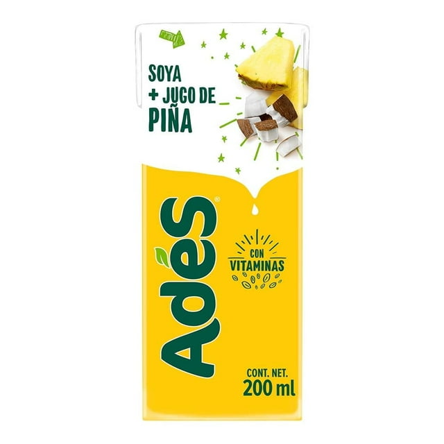 Alimento líquido de soya Ades sabor piña coco 200 ml