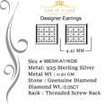 thumbnail image 6 of King of Bling's 0.05ct Micro Pave 925 White Silver Diamond Square Earring For Men's & Women's, 6 of 13