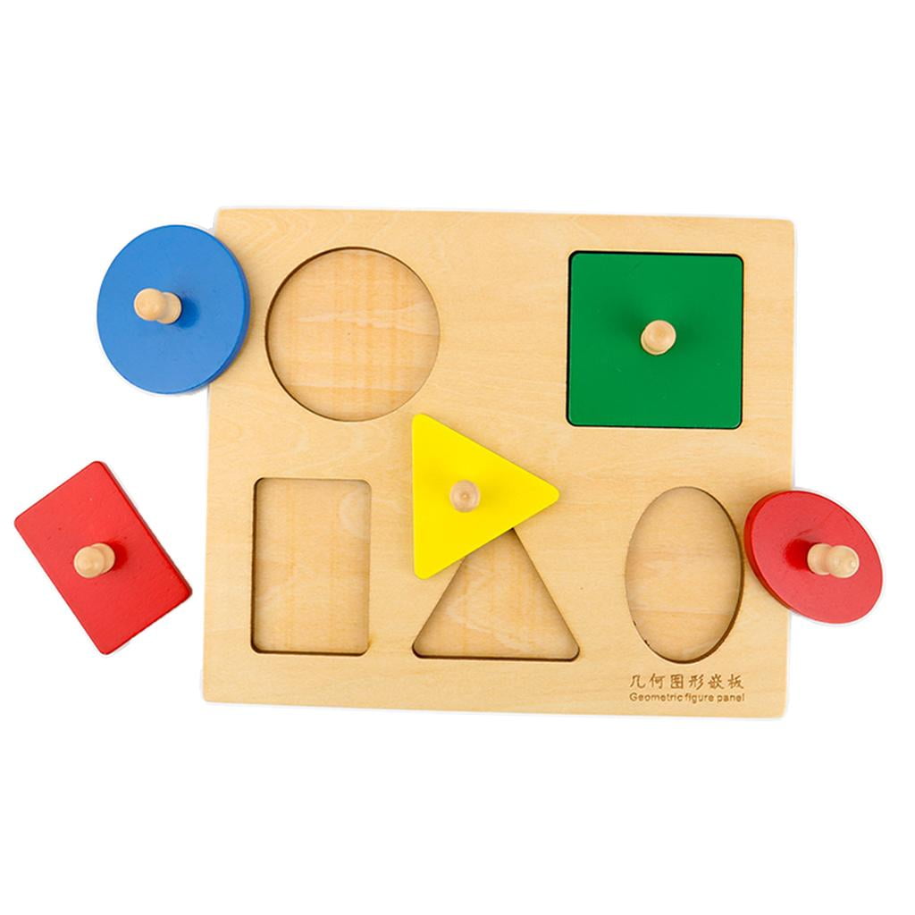 Square Board Wooden Montessori Peg Puzzle Jigsaw Baby Early Learning Toys 