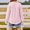thumbnail image 4 of Efsteb Girls Long Sleeve Shirts Round Neck Cuffs Shrink Long Sleeved Pullover Top Casual Comfy Cute Tops Solid Color Loose Fashion Blouses (Pink,5 Years), 4 of 9