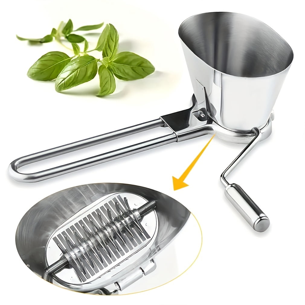 Stainless Steel Manual Food Chopper with Pull Cord - Handheld Kitchen Tool for Herbs, Garlic, Onions, Vegetables, and Nuts - No Electricity Needed, Easy to Clean and Rust Resistant