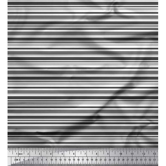 Soimoi Poly Georgette Fabric Horizontal Stripe Print Sewing Fabric Yard 52 Inch Wide