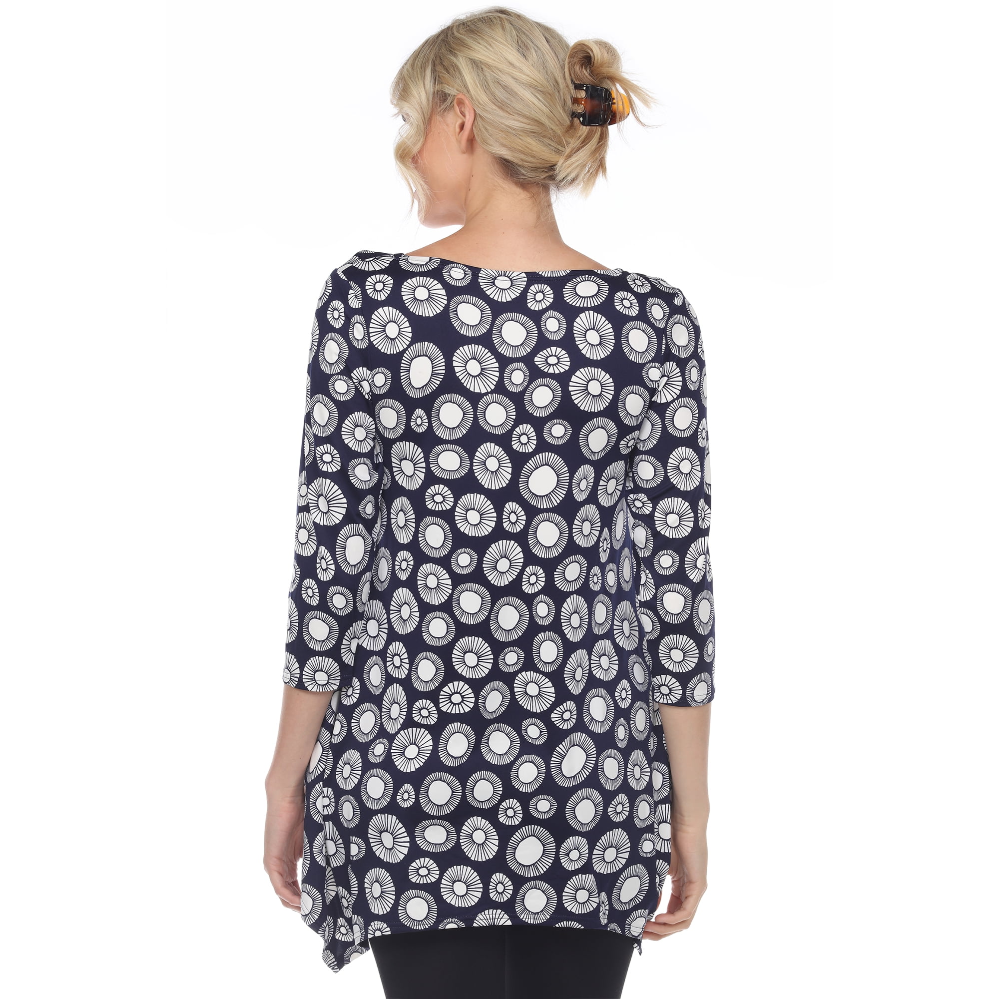 White Mark Women's Printed Geometric Circle Tunic Top