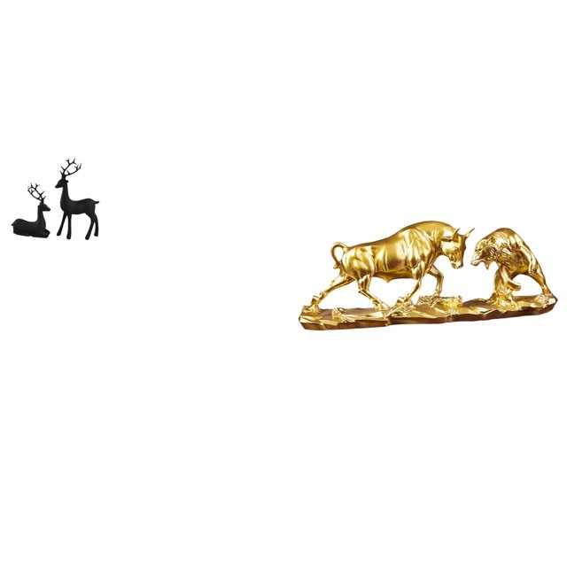 Estatua de reno,Estatua de reno negro,decoración del hogar,arte y artesanía,Estatua de escritorio,Figura decorativa de pelea de toros y osos,Colecciones de esculturas de toros,artesanía de