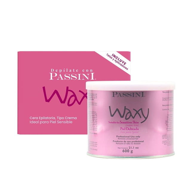 PASSINI Cera para depilar 600g PIEL SENSIBLE. Incluye aplicadores, inlcuye telas.