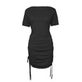 thumbnail image 3 of Letdown Women's Adjustable T-Shirt Dress with Drawstring - Slim Fit Bodycon Short Sleeve Dress | Round Neck Casual Summer Dress | Fashion Streetwear & Everyday Wear (Black,S), 3 of 4
