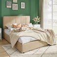 thumbnail image 2 of Amolife Full Size Lift Up Storage Bed Frame, Velvet Upholstered Platform Bed with Adjustable Headboard, No Box Spring Needed, Beige, 2 of 13