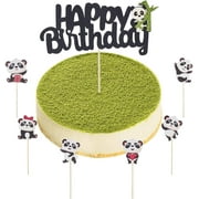 35Pcs Panda Cake Topper Happy Birthday Panda Cake Decorations Little Panda Cake Toppers Set for Birthday Party Decorations Mixed Color