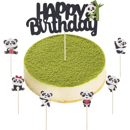 35Pcs Panda Cake Topper Happy Birthday Panda Cake Decorations Little Panda Cake Toppers Set for Birthday Party Decorations Mixed Color
