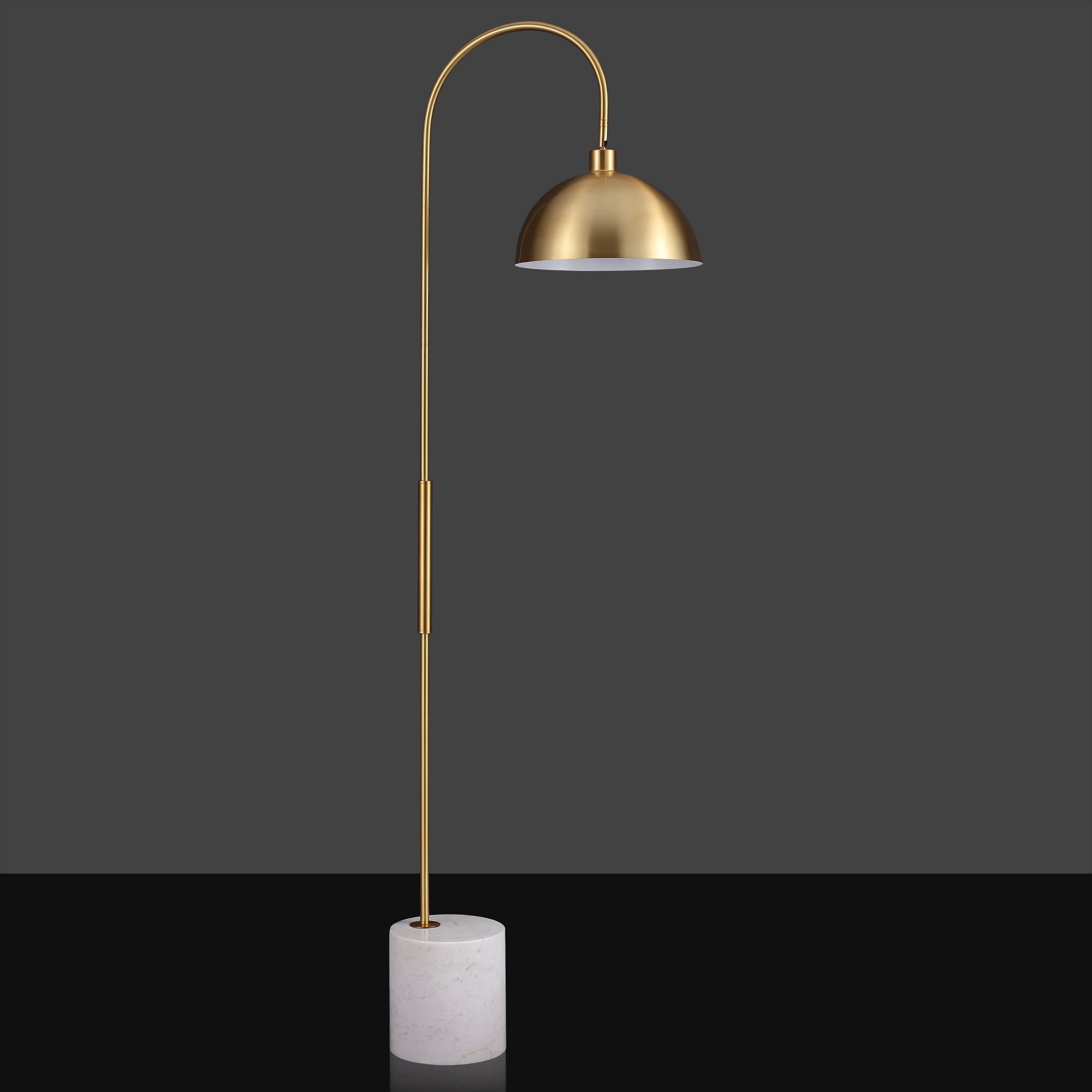 Safavieh Couture Rosabellina 68" Electroplating Gold and White Marble Base Floor Lamp