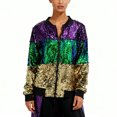 thumbnail image 5 of Women Sequin Jackets Open Front Blazer Jacket Carnival Christmas Coats Zip Up Shirts Lightweight Shackets Casual Sparkly Shirts Holiday Outfits Funny Clothes, 5 of 8