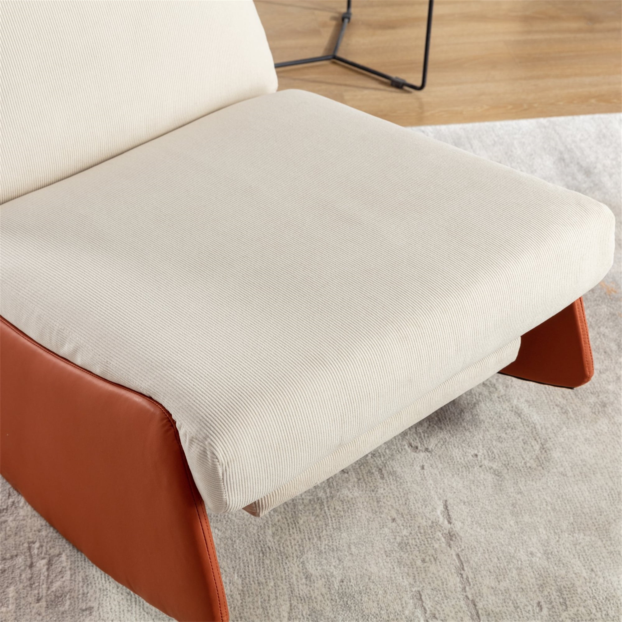 Aukfa Nursery Rocking Chair Comfy Glider Accent Chair w/ Adjustable Backrest for Home Office, Orange