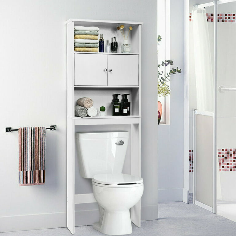 Gymax Over-the-Toilet Bath Cabinet Bathroom Space Saver Storage Organizer  White