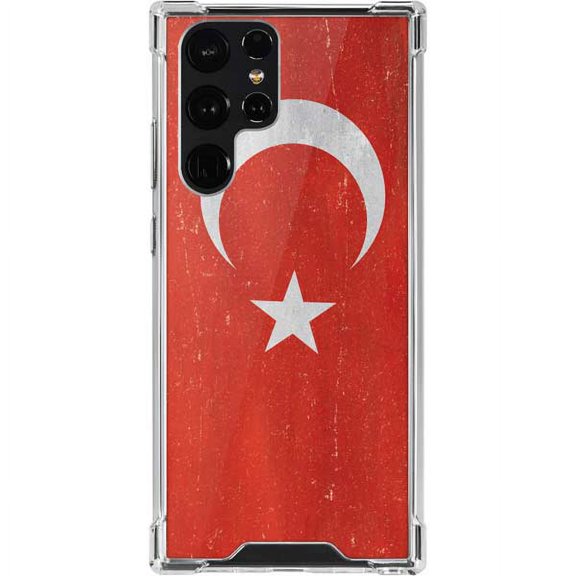 Skinit Countries of the World Turkish Flag Distressed Galaxy S22 Ultra Clear Case